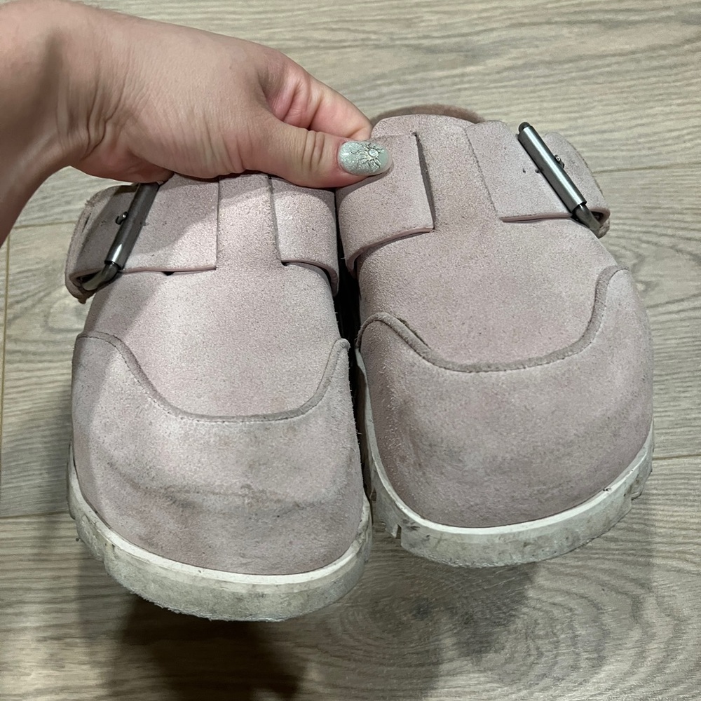 Naked Wolfe Suede Slip-On Shoes - Blush Pink Mule Open - Picture 7 of 8